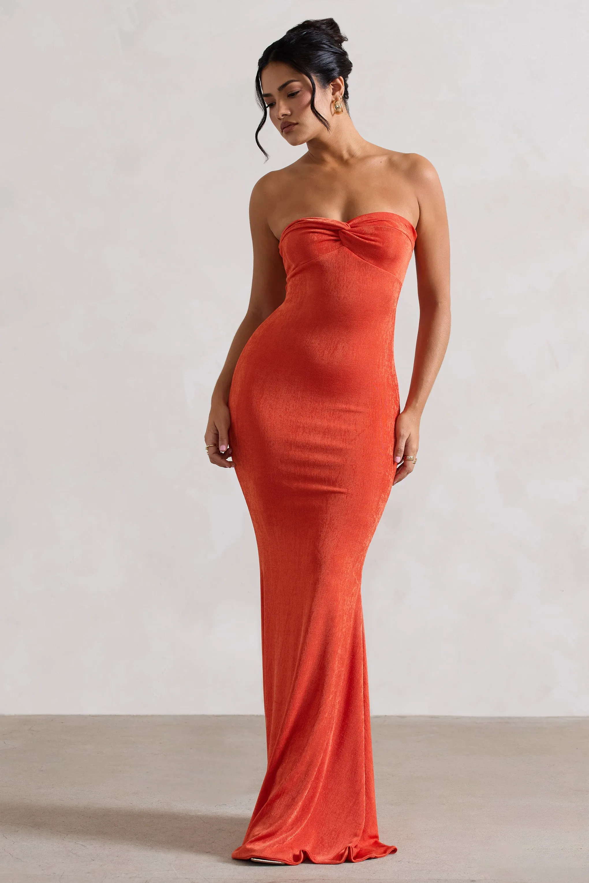 Wild Fantasy | Robe longue orange à décolleté bandeau