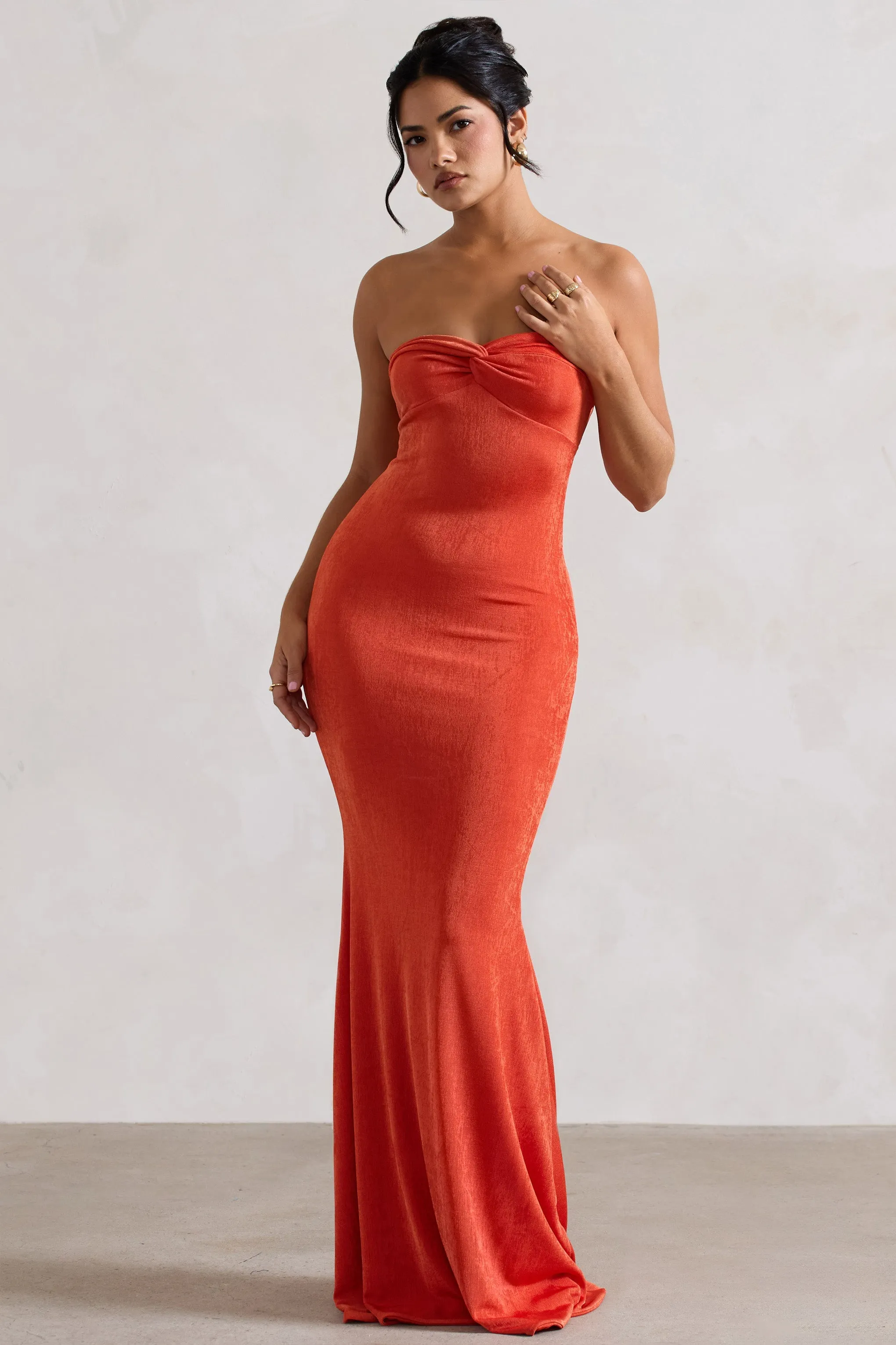 Wild Fantasy | Robe longue orange à décolleté bandeau