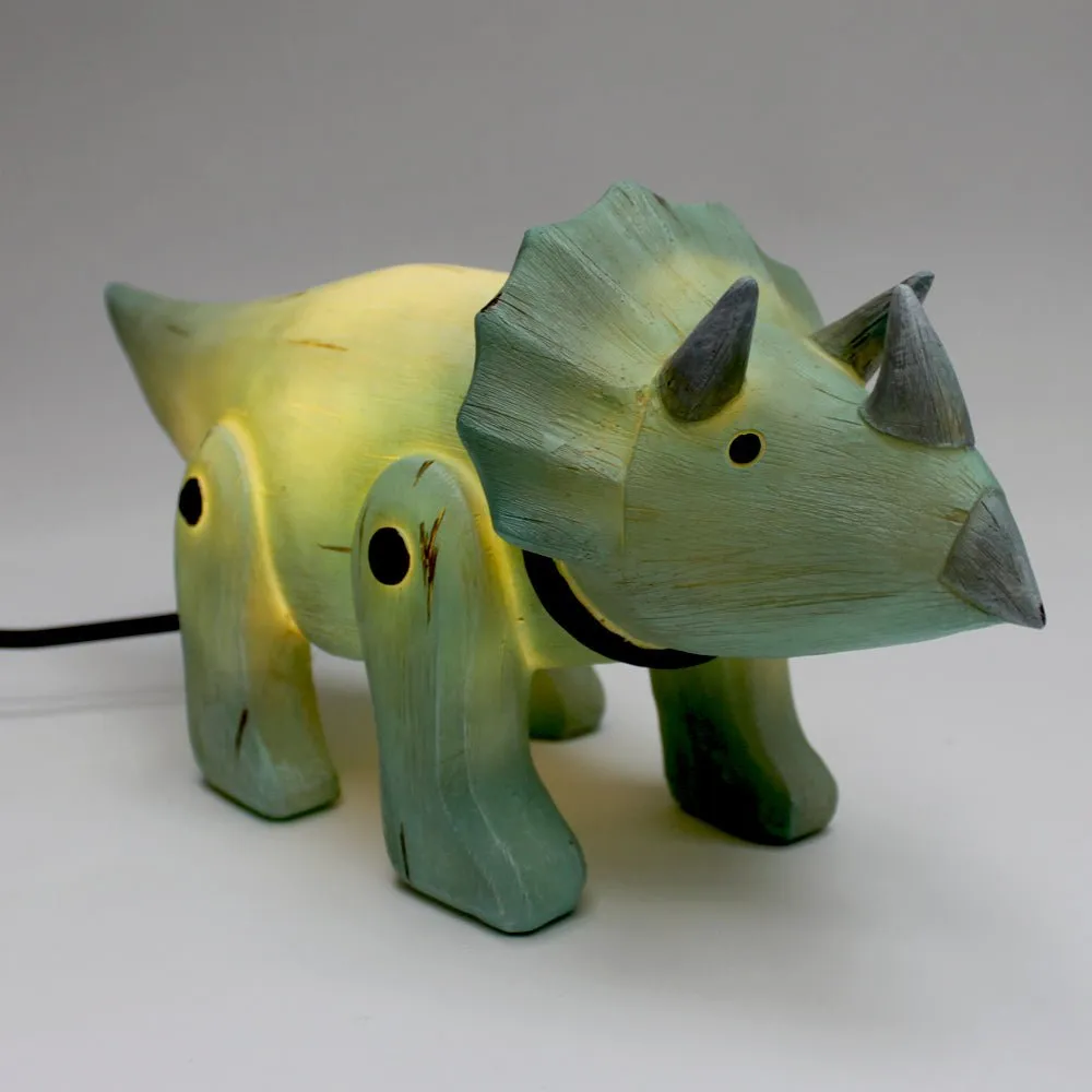 Wood Effect Cute Triceratops Light