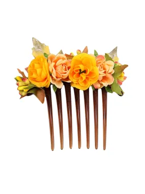 Yellow Chimes Comb Pin for Women Hair Accessories for Women Floral Hair Pins for Women Artificial Floral Hair Pin Bridal Hair Accessories for Wedding Side Pin/Hair Clip/Juda Pin Accessories for Women