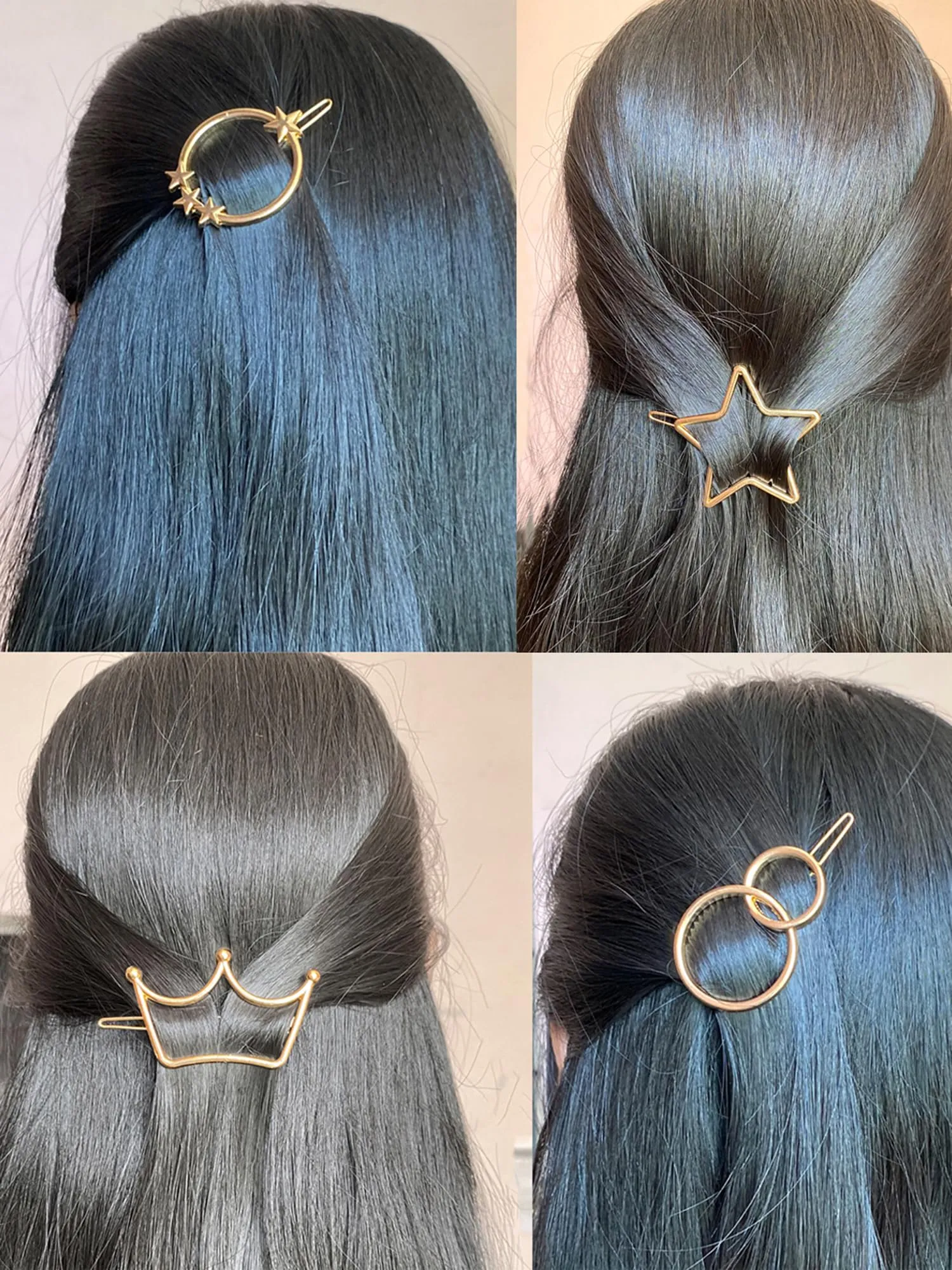 Yellow Chimes Hair Clips for Women Girls Hair Accessories for Women Golden Hair Clip 5 Pcs Hair Clips for Girls Star Bow Hairclips Alligator Clips Hair Pins for Women and Girls Gift For Women & Girls